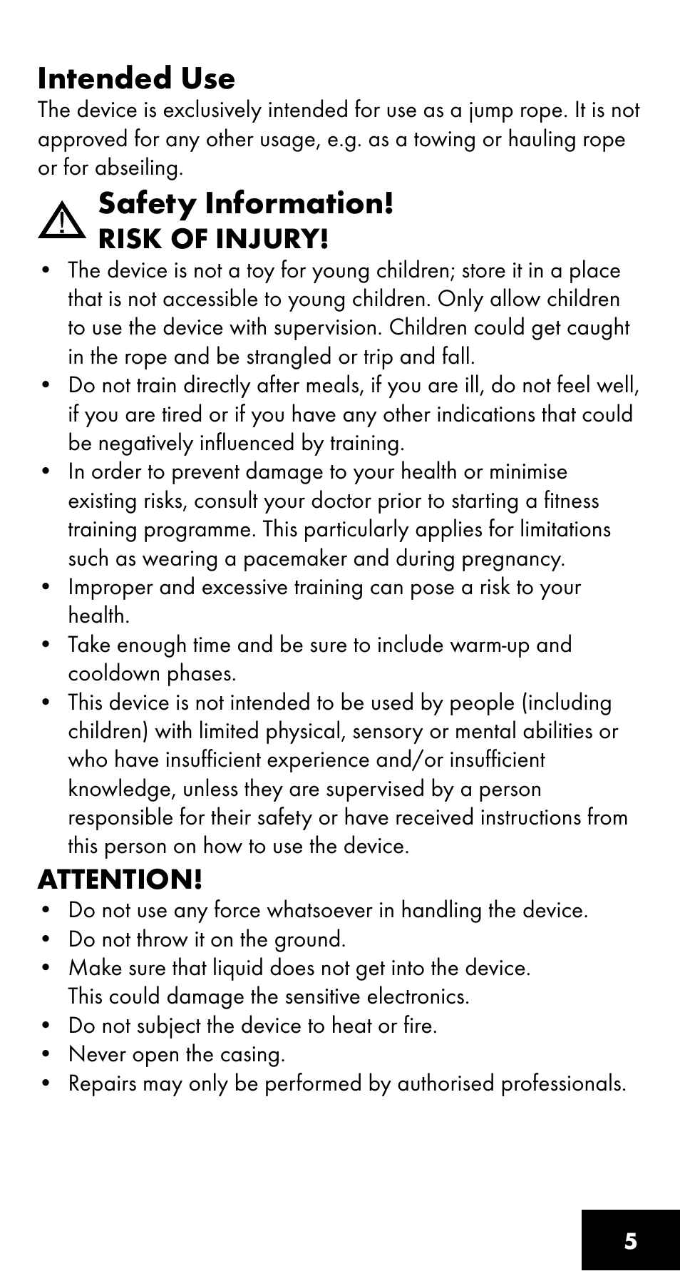 Intended use, Safety information | Crivit SC-1358 User Manual | Page 5 / 28