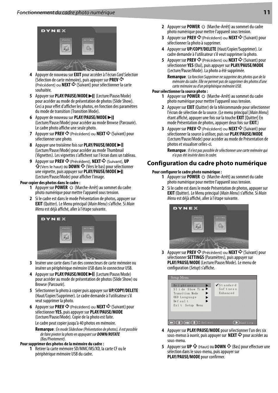 Configuration du cadre photo numérique | Dynex DX-DPF9 User Manual | Page 11 / 22