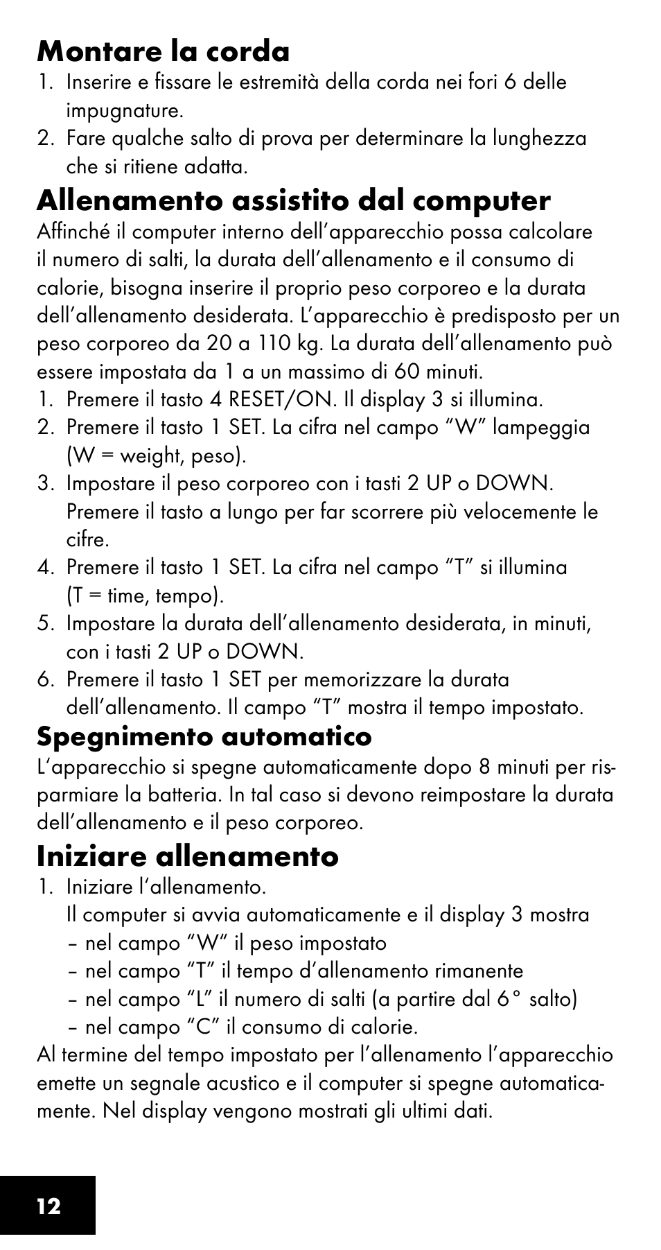 Montare la corda, Allenamento assistito dal computer, Iniziare allenamento | Crivit SC-1358 User Manual | Page 12 / 28