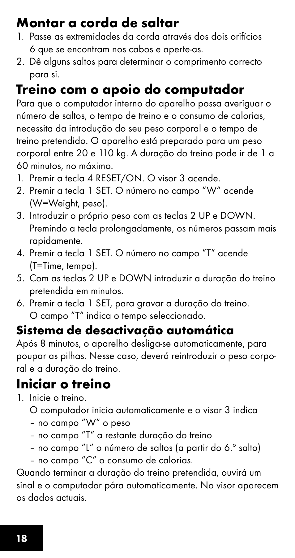 Montar a corda de saltar, Treino com o apoio do computador, Iniciar o treino | Crivit SC-1358 User Manual | Page 18 / 28