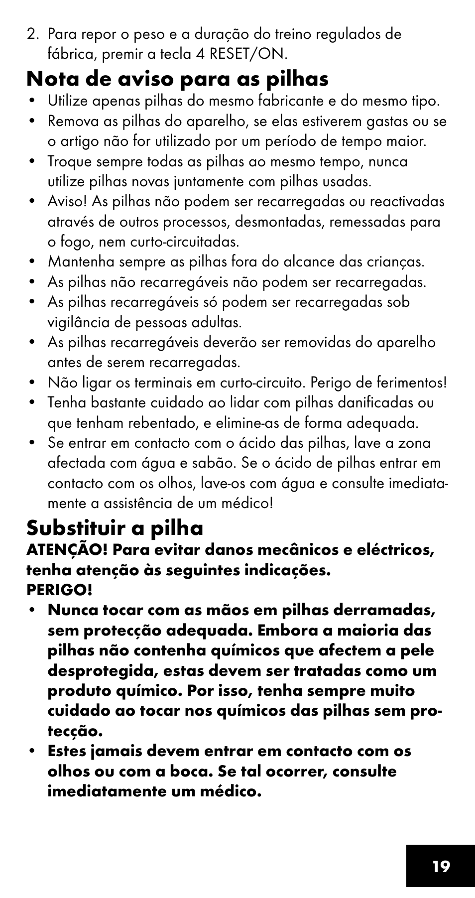 Nota de aviso para as pilhas, Substituir a pilha | Crivit SC-1358 User Manual | Page 19 / 28