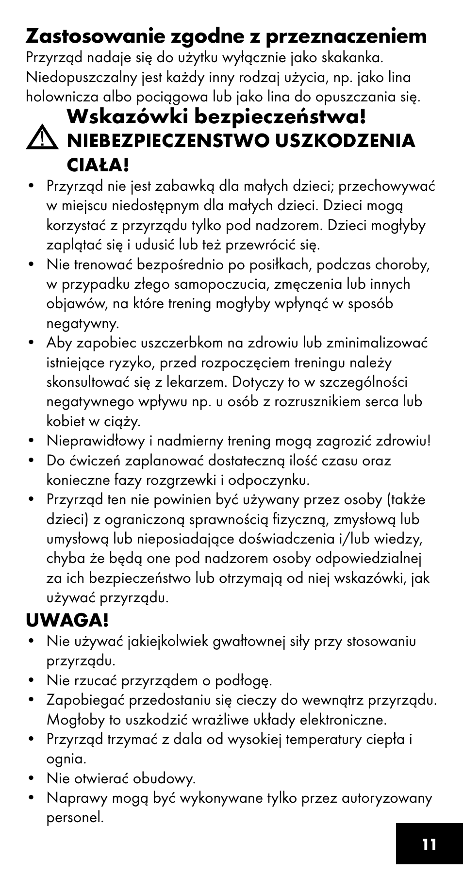 Zastosowanie zgodne z przeznaczeniem, Wskazówki bezpieczeństwa | Crivit SC-1358 User Manual | Page 11 / 40