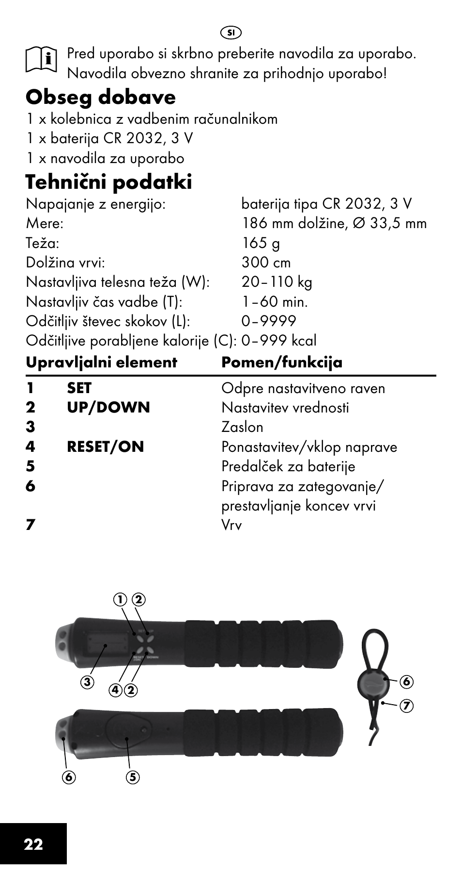 Obseg dobave, Tehnični podatki | Crivit SC-1358 User Manual | Page 22 / 40