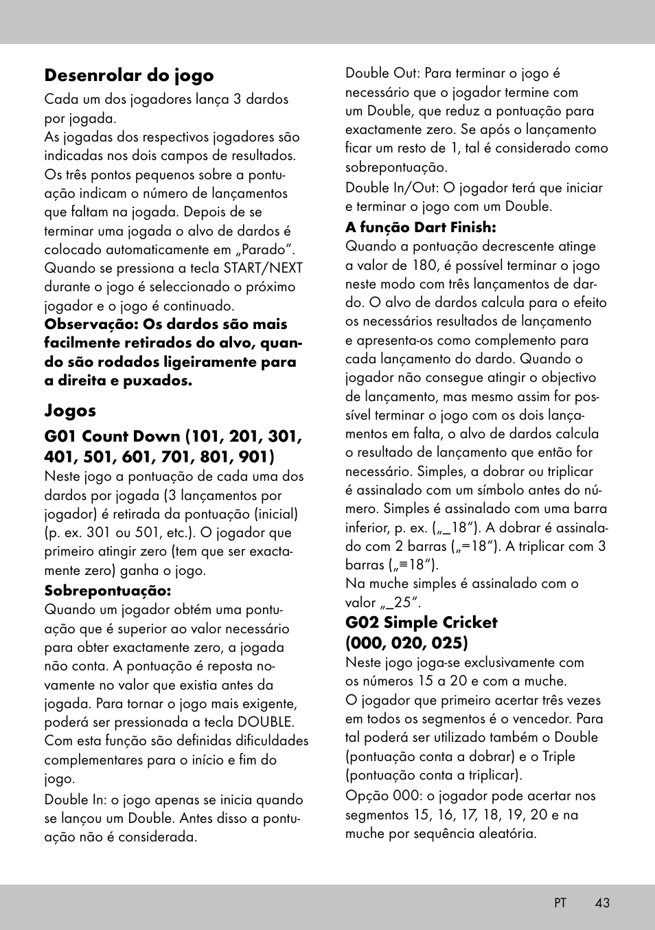 Desenrolar do jogo, Jogos | Crivit DS-1532 User Manual | Page 41 / 82