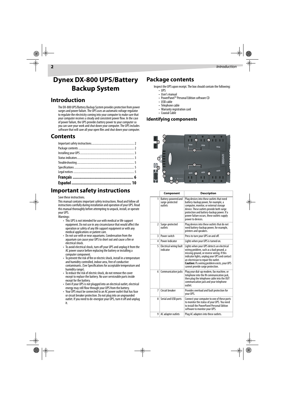 Dynex DX-800U User Manual | Page 2 / 15