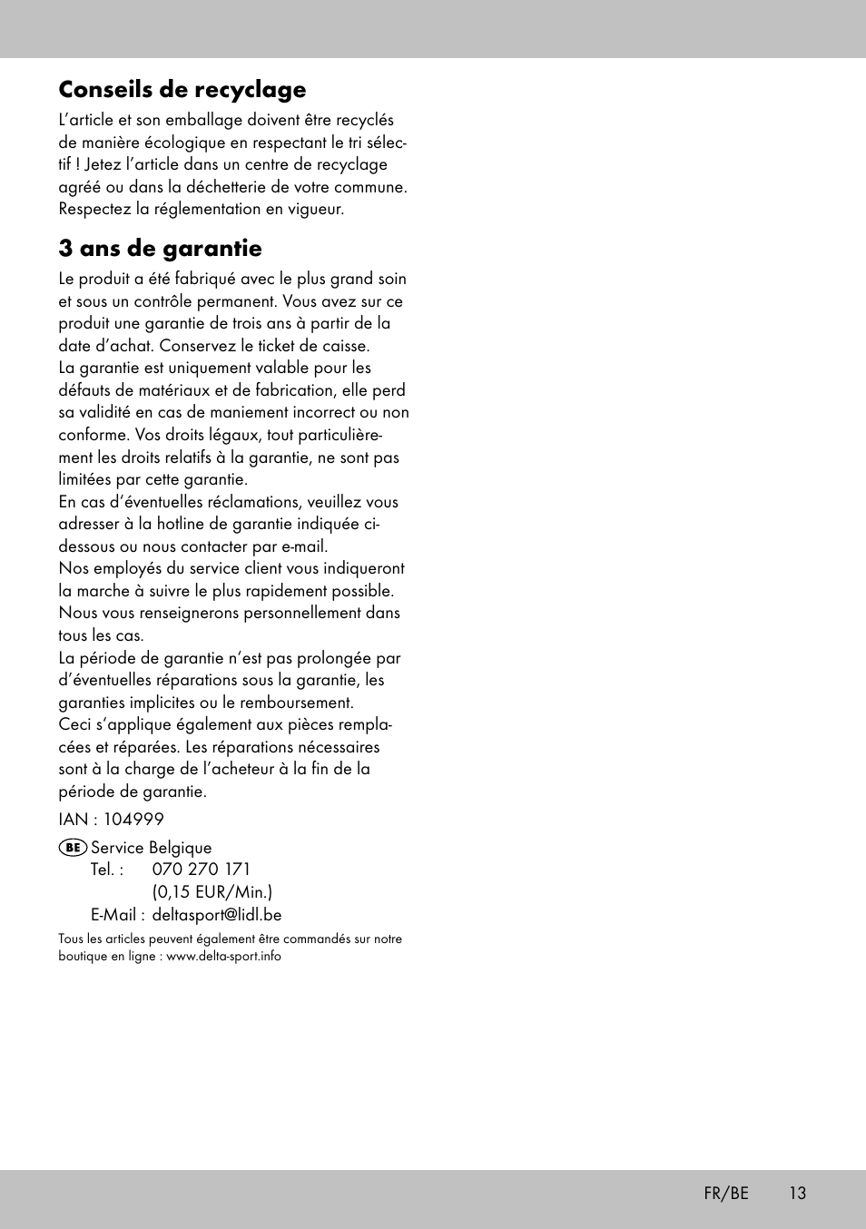 Conseils de recyclage, 3 ans de garantie | Crivit PZ-2116 User Manual | Page 11 / 24