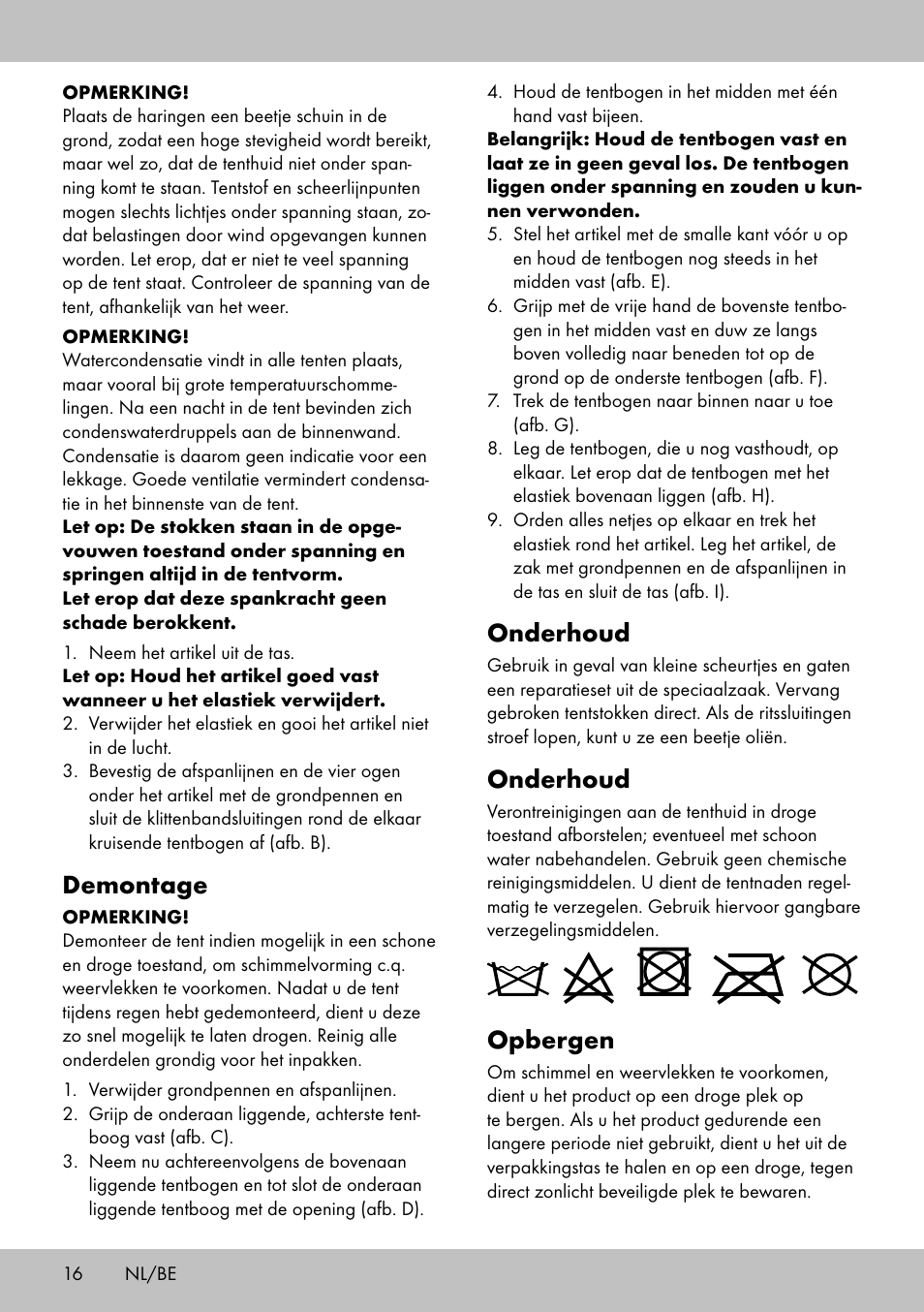 Demontage, Onderhoud, Opbergen | Crivit PZ-2116 User Manual | Page 14 / 24