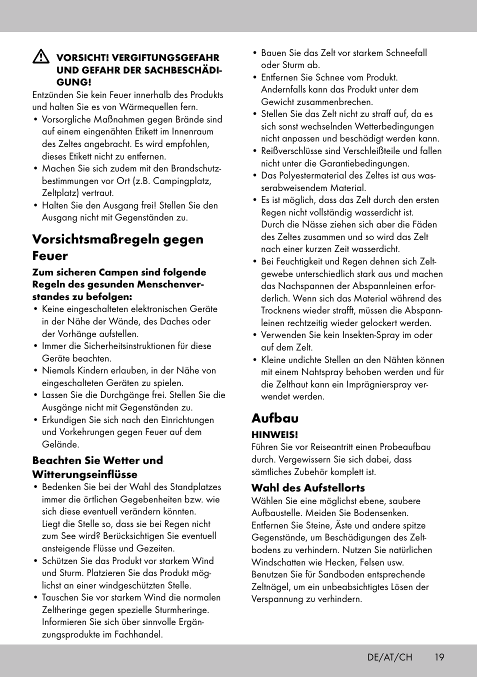 Vorsichtsmaßregeln gegen feuer, Aufbau | Crivit PZ-2116 User Manual | Page 17 / 24