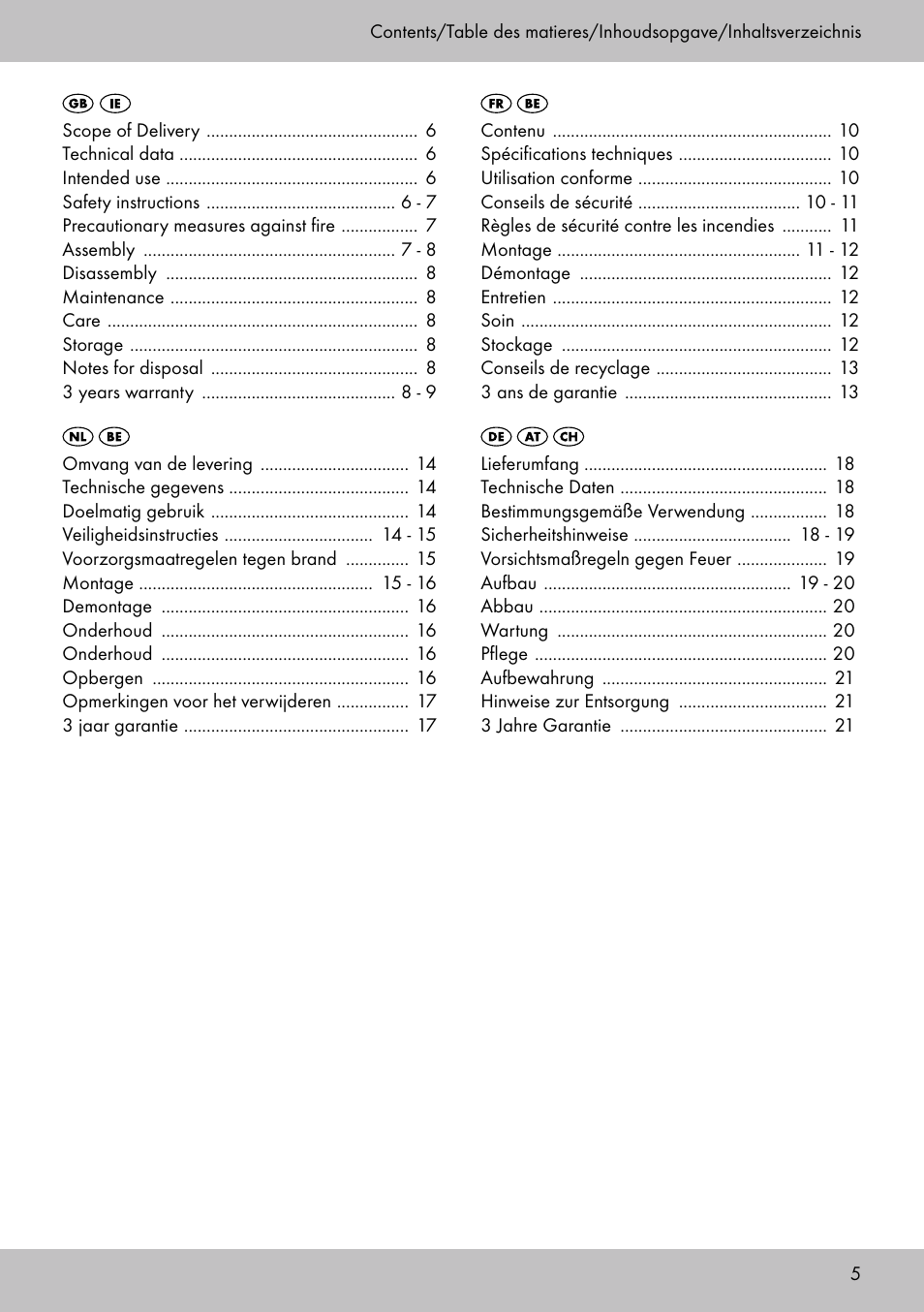 Die104999_pop_up_tent_manual_inside_be_layout | Crivit PZ-2116 User Manual | Page 3 / 24