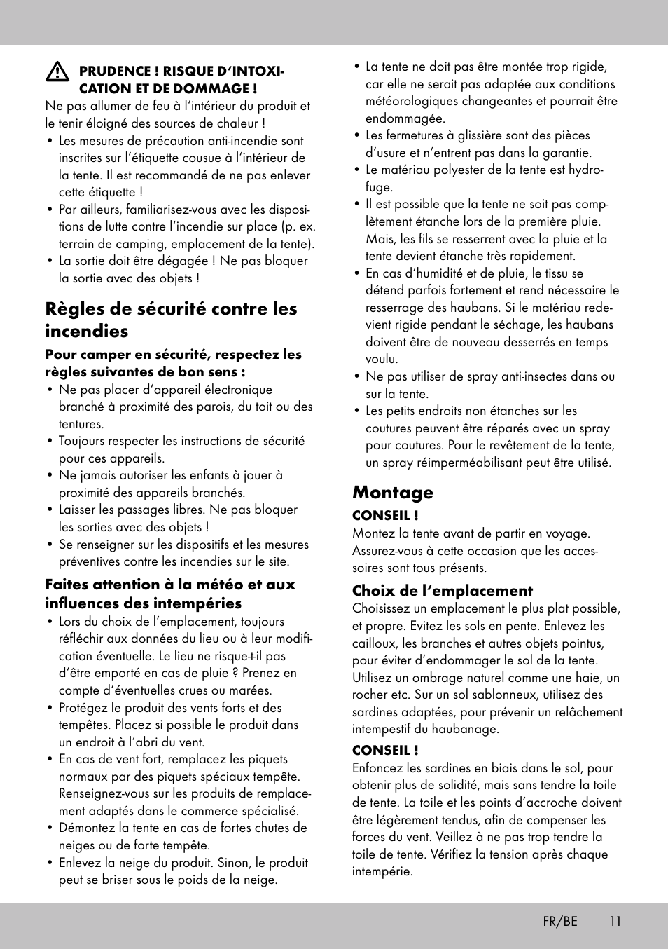 Règles de sécurité contre les incendies, Montage | Crivit PZ-2116 User Manual | Page 9 / 24