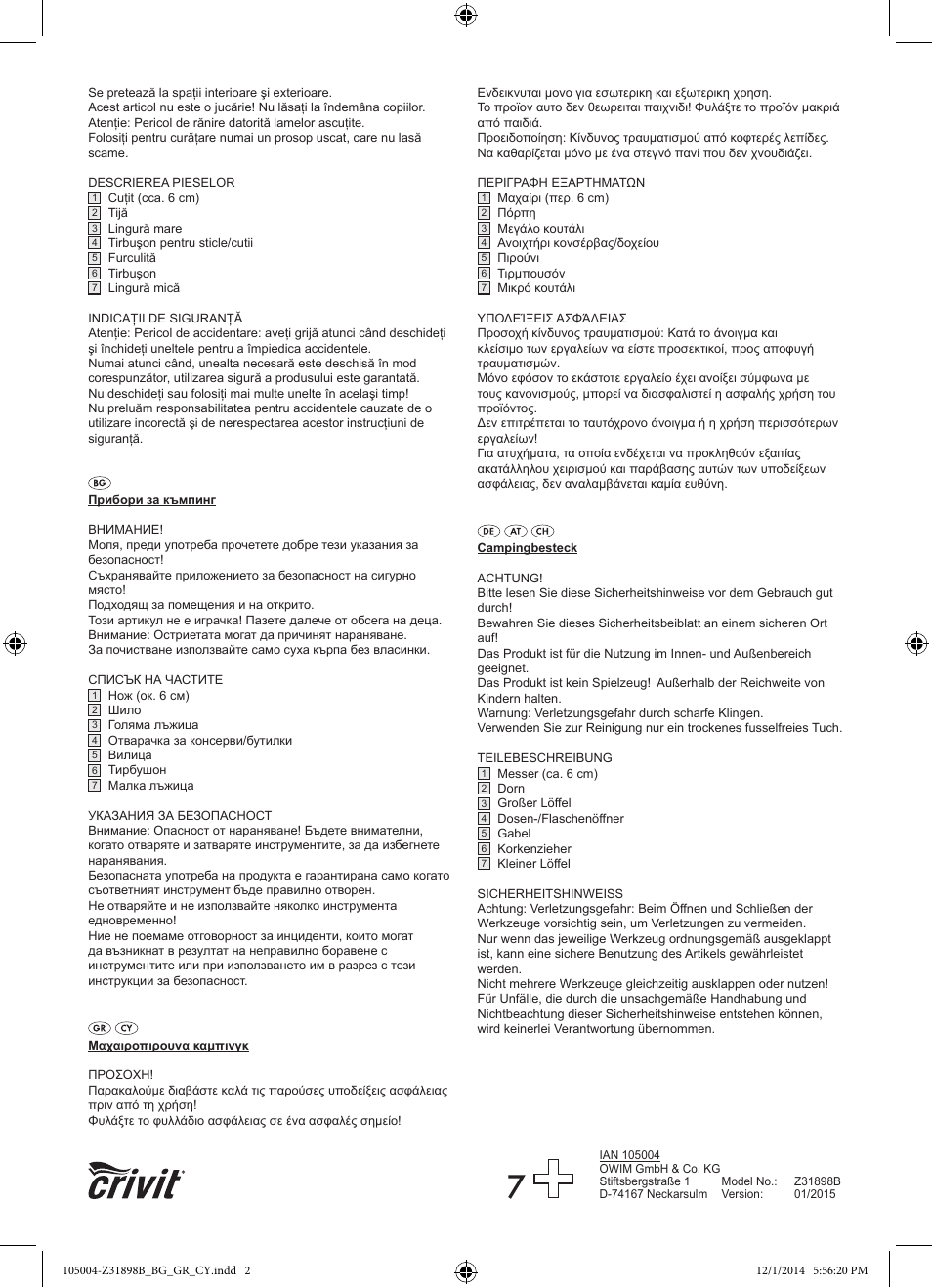 Crivit Z31898B User Manual | Page 2 / 2