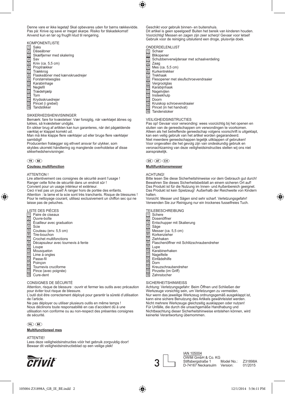 Crivit Z31898A User Manual | Page 2 / 2