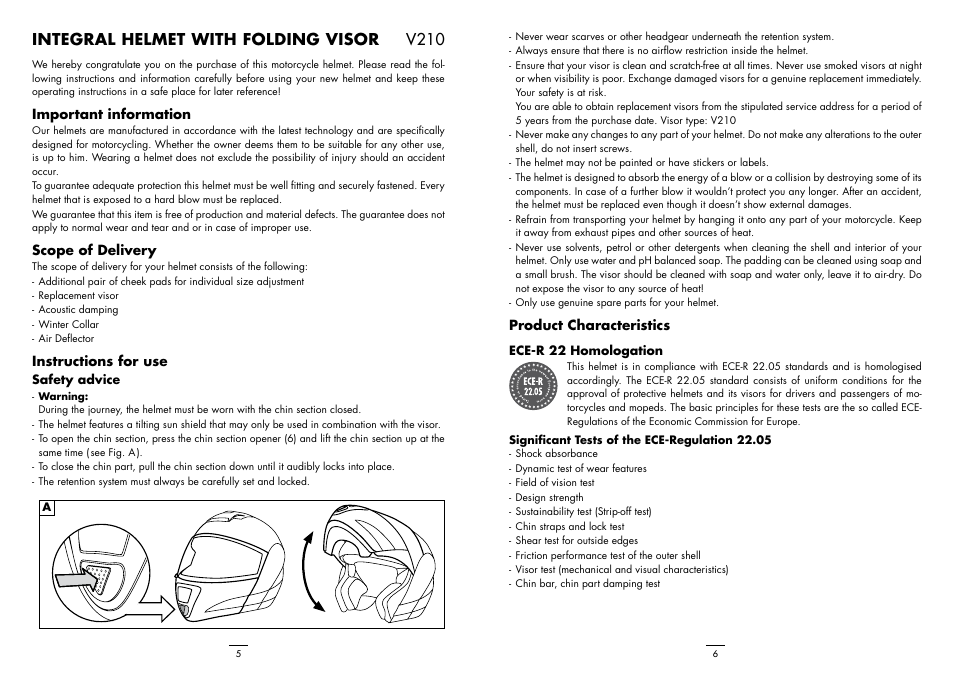 Integral helmet with folding visor v210 | Crivit V210 User Manual | Page 3 / 6