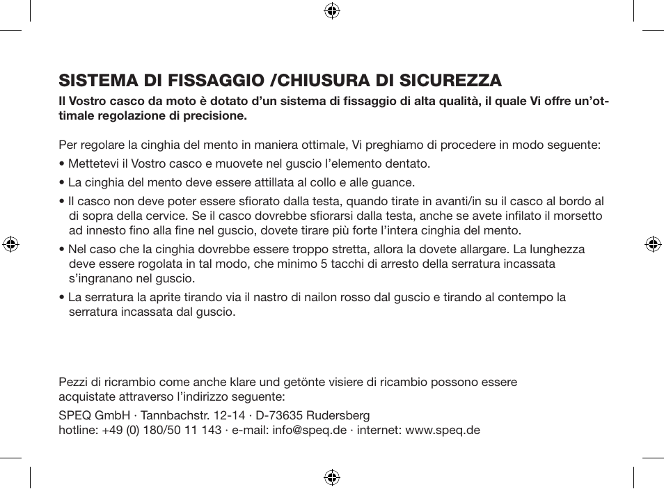 Sistema di fissaggio /chiusura di sicurezza | Crivit SP-803Y User Manual | Page 21 / 52