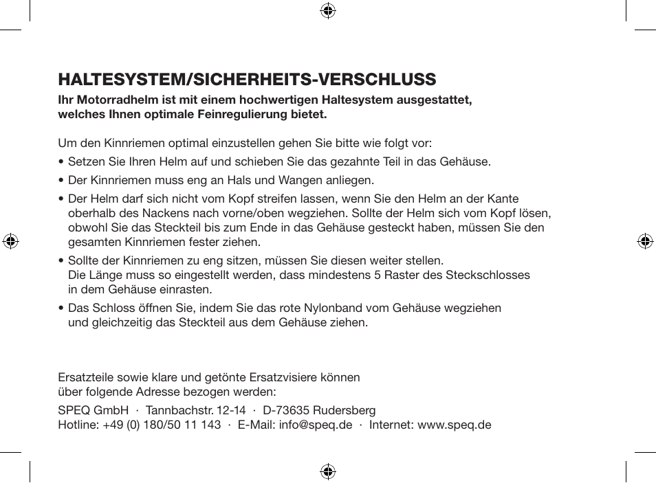Haltesystem/sicherheits-verschluss | Crivit SP-803Y User Manual | Page 51 / 52
