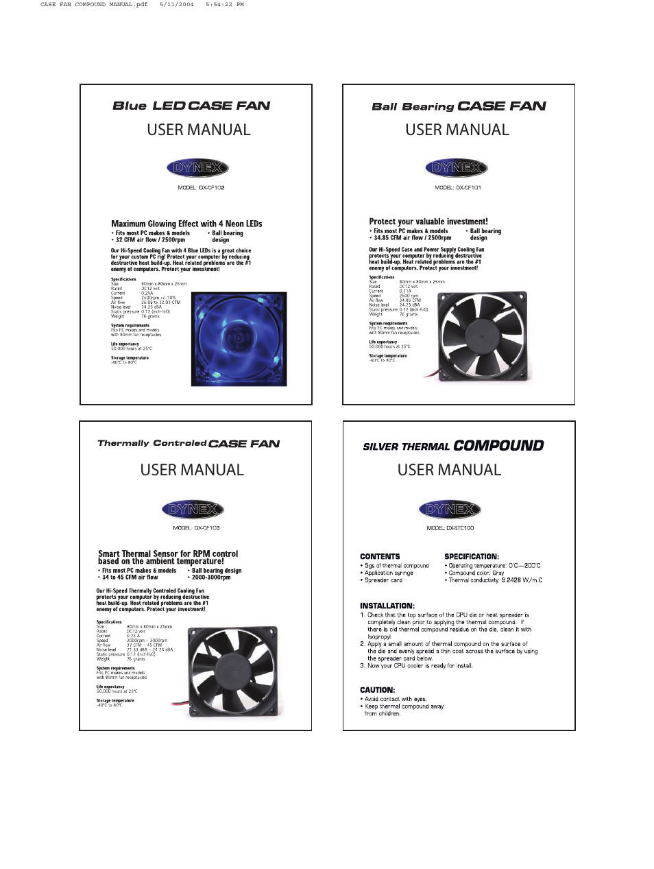 Dynex DX-CF102 3.125 User Manual | 1 page