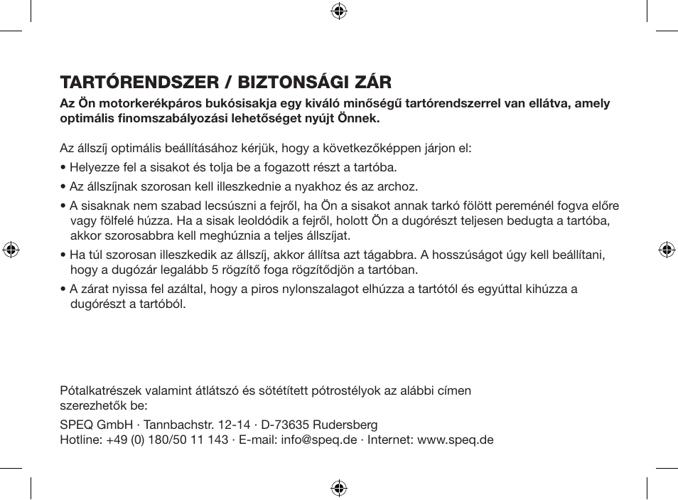 Tartórendszer / biztonsági zár | Crivit SP-803Y User Manual | Page 31 / 84