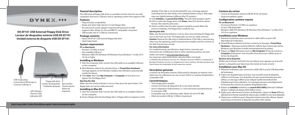 Dynex DX-EF101 User Manual | 2 pages