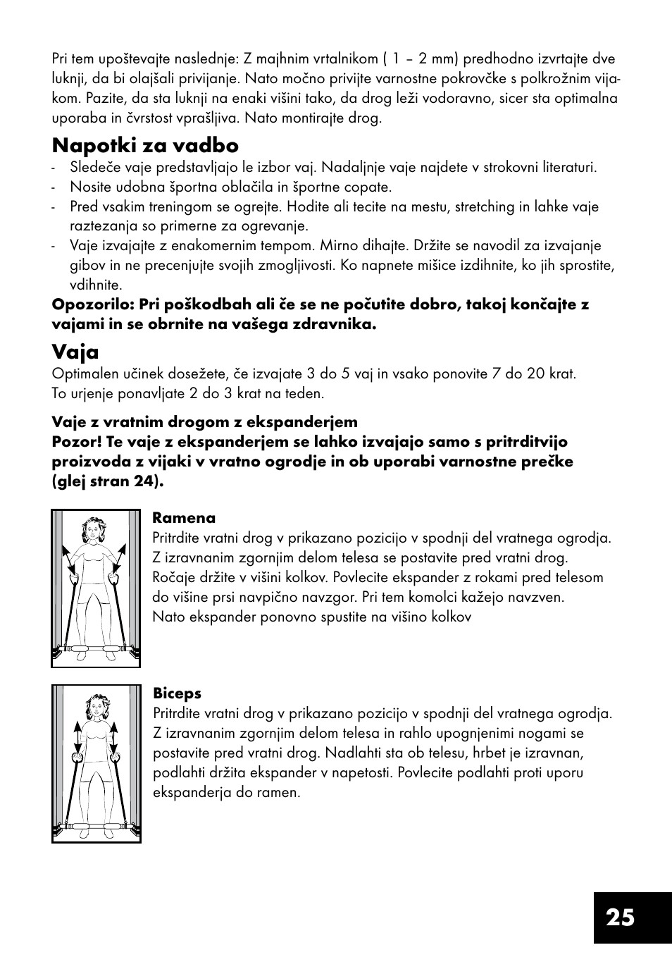 Napotki za vadbo, Vaja | Crivit TF-1321 User Manual | Page 25 / 48
