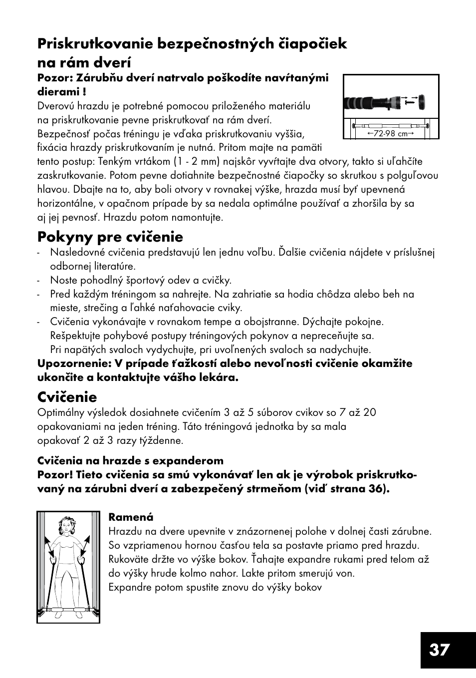 Pokyny pre cvičenie, Cvičenie | Crivit TF-1321 User Manual | Page 37 / 48