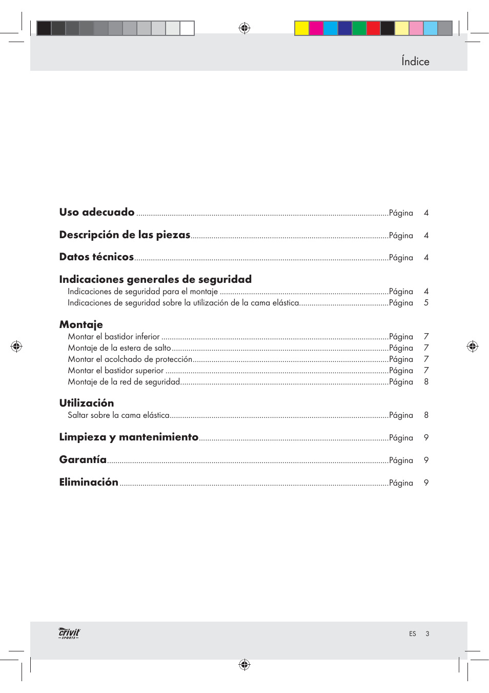 Índice | Crivit Z30751 User Manual | Page 3 / 43