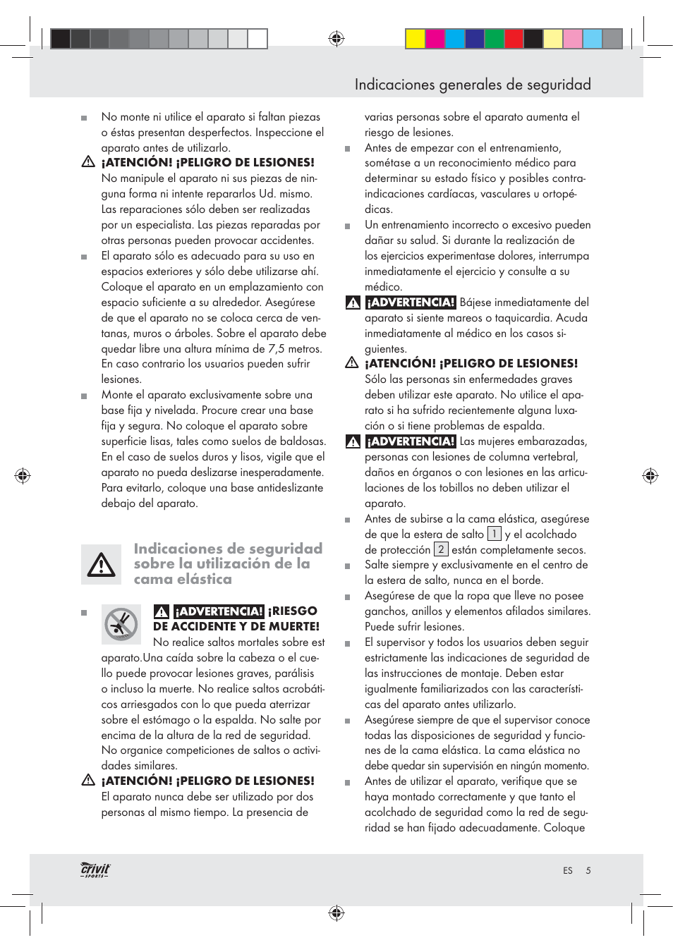 Indicaciones generales de seguridad | Crivit Z30751 User Manual | Page 5 / 43