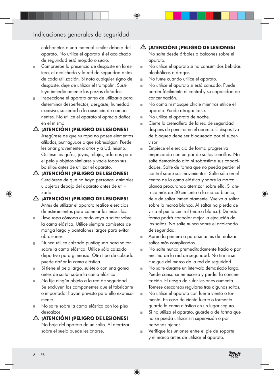 Indicaciones generales de seguridad | Crivit Z30751 User Manual | Page 6 / 43