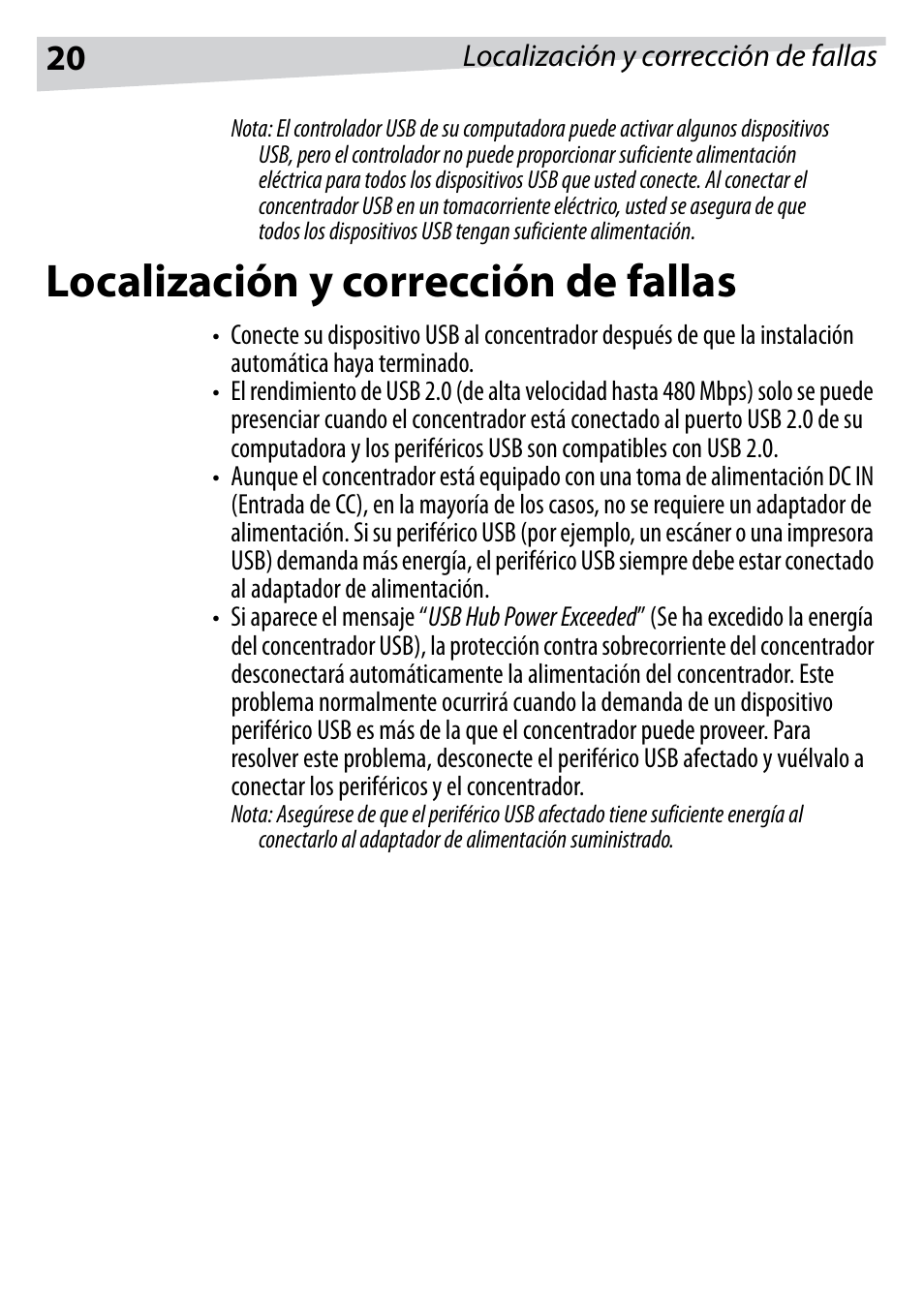 Localización y corrección de fallas | Dynex DX-HUB23 User Manual | Page 20 / 26