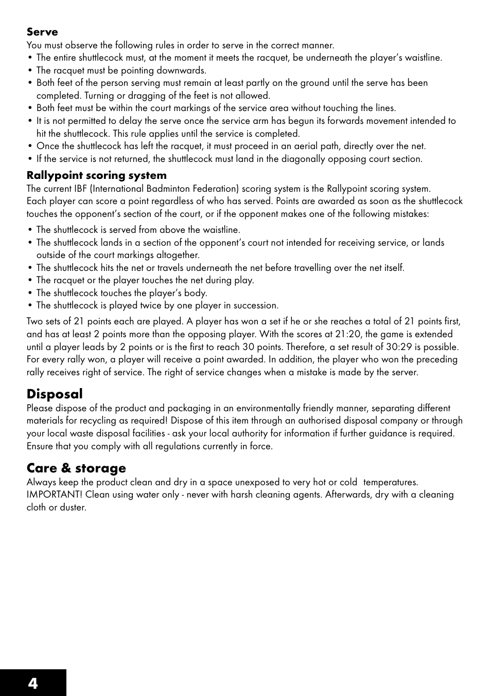 Disposal, Care & storage | Crivit PB-1434 User Manual | Page 4 / 8