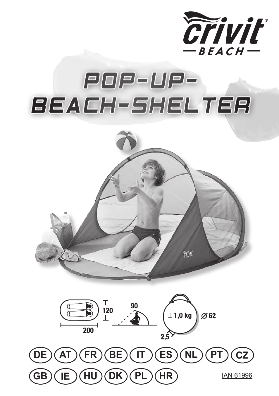 Crivit Pop-Up Beach Shelter User Manual | Page 4 / 33