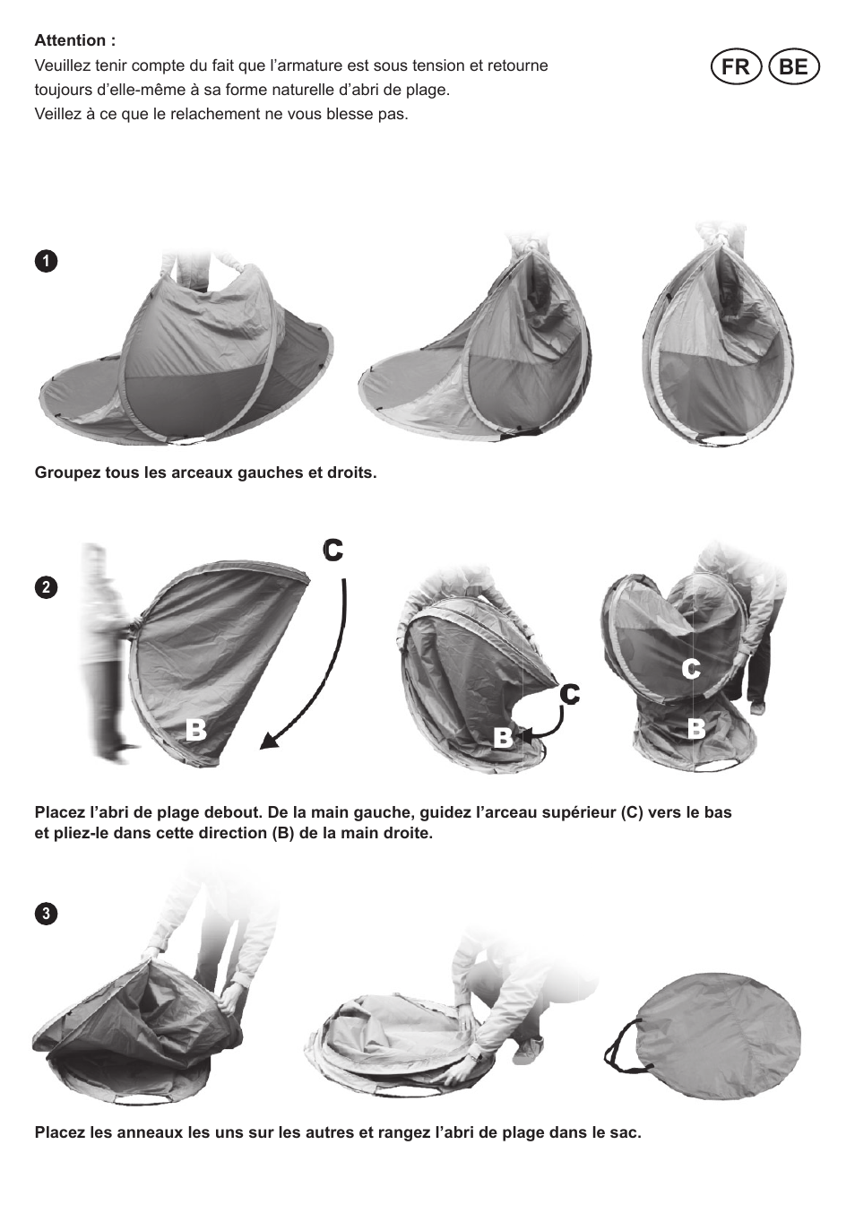 Fr be | Crivit Pop-Up Beach Shelter User Manual | Page 8 / 33