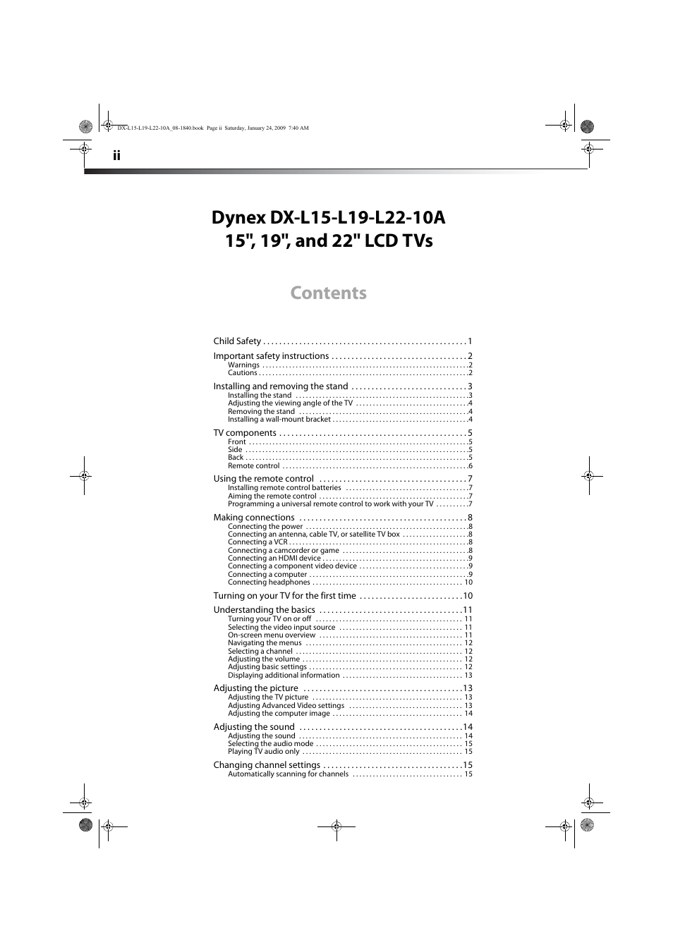 Dynex DX-L19-10A User Manual | Page 2 / 33