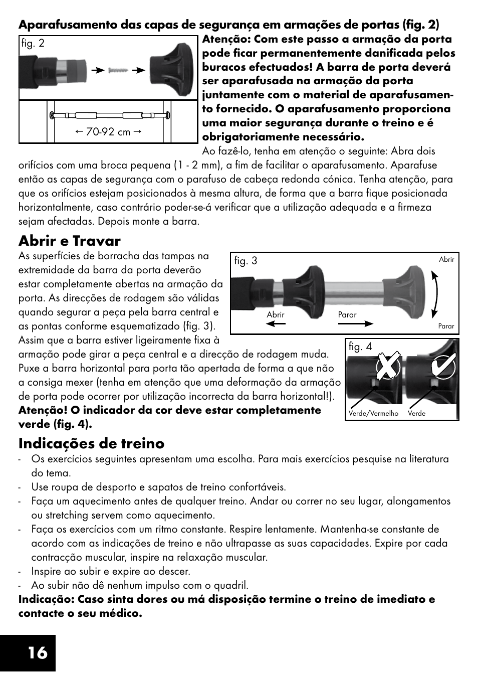 Abrir e travar, Indicações de treino | Crivit TR-1433 User Manual | Page 16 / 32