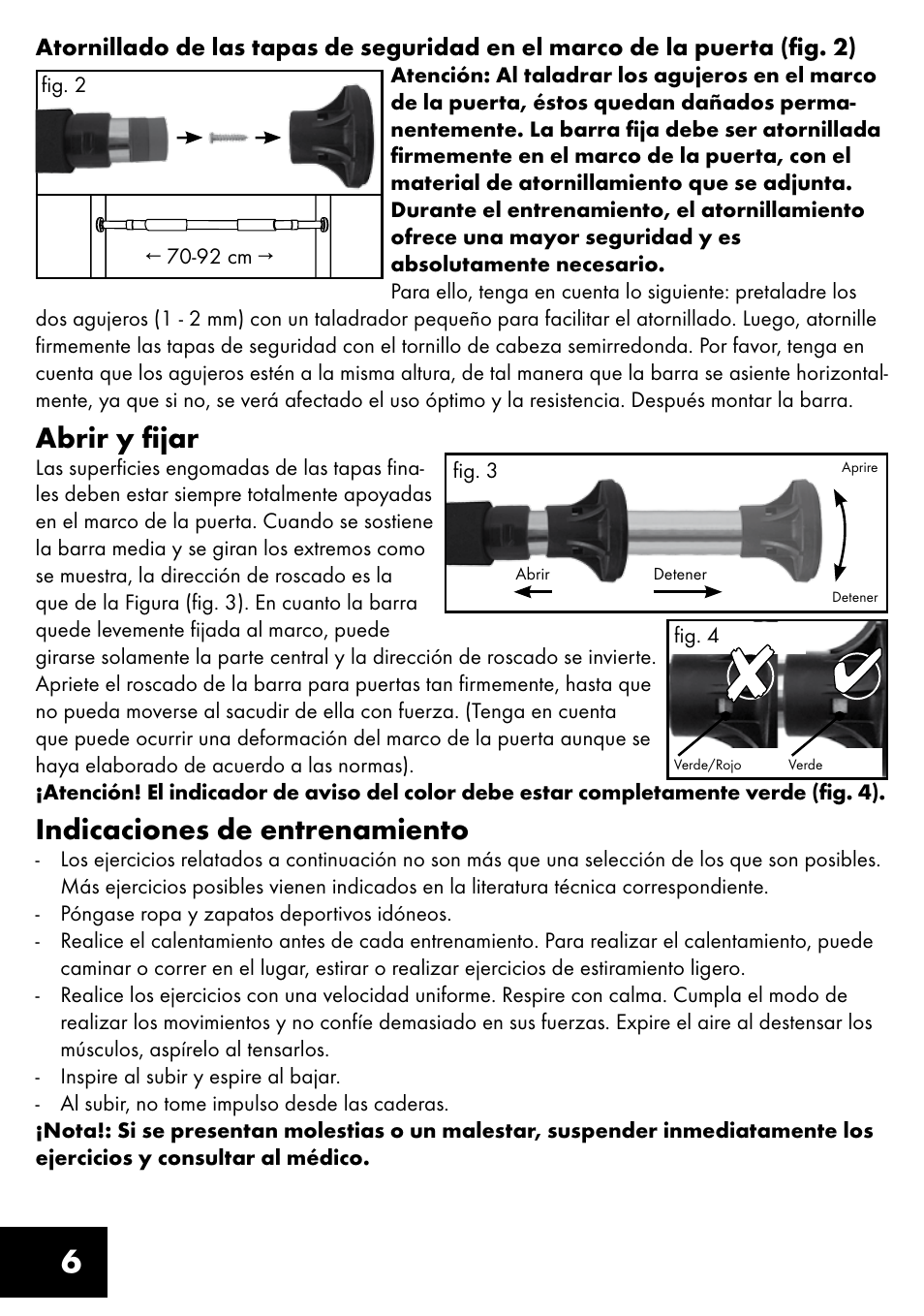 Abrir y fijar, Indicaciones de entrenamiento | Crivit TR-1433 User Manual | Page 6 / 32