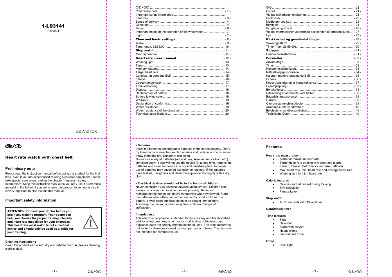 Crivit 1-LD3141 User Manual | 8 pages