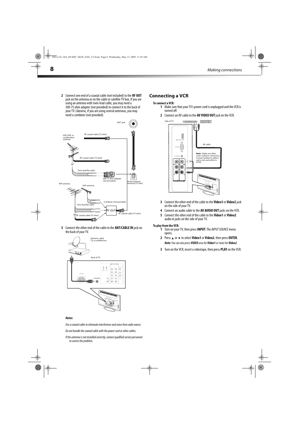 Connecting a vcr | Dynex DX-L321-10A User Manual | Page 12 / 32