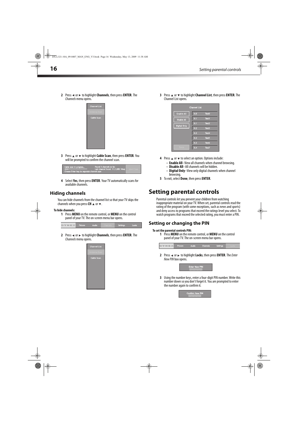 Setting parental controls | Dynex DX-L321-10A User Manual | Page 20 / 32