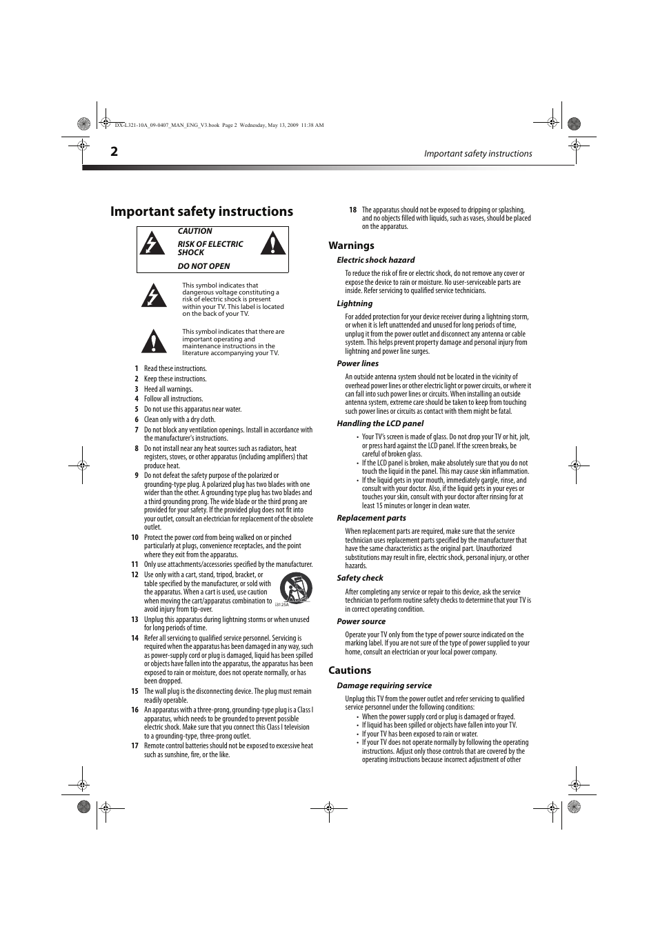 Important safety instructions | Dynex DX-L321-10A User Manual | Page 6 / 32