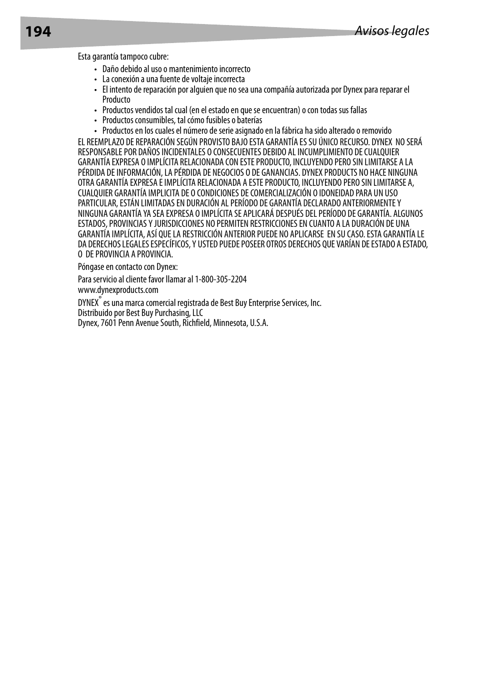 Avisos legales | Dynex DX-WGRTR User Manual | Page 194 / 196