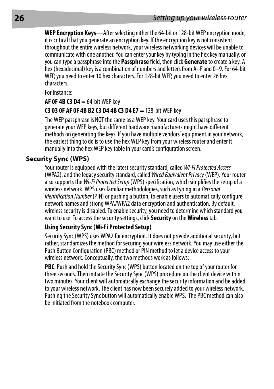 Security sync (wps) | Dynex DX-WGRTR User Manual | Page 26 / 196