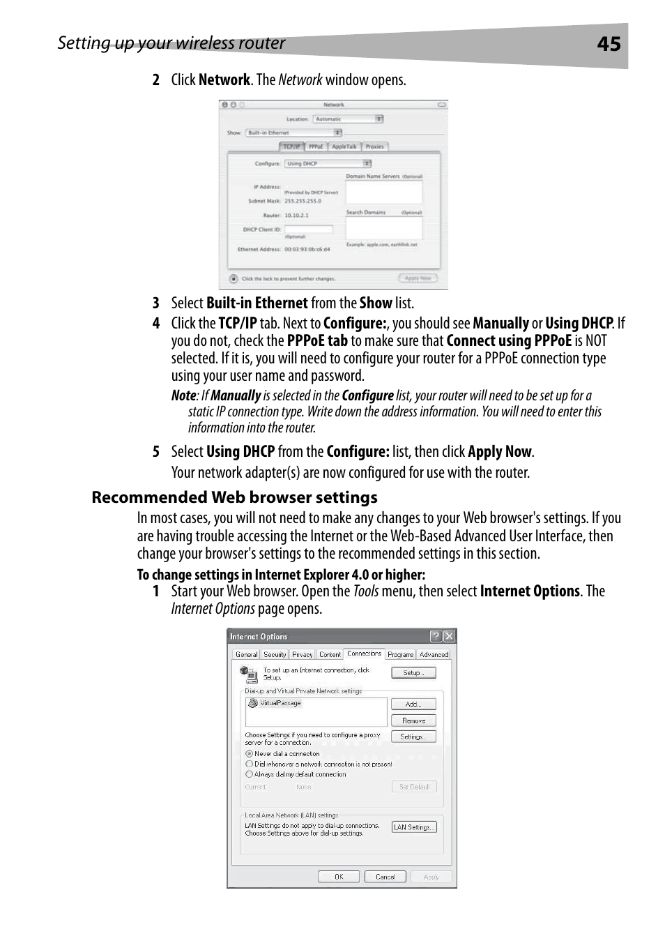 Recommended web browser settings | Dynex DX-WGRTR User Manual | Page 45 / 196