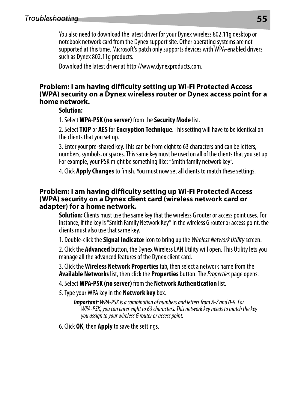 Dynex DX-WGRTR User Manual | Page 55 / 196