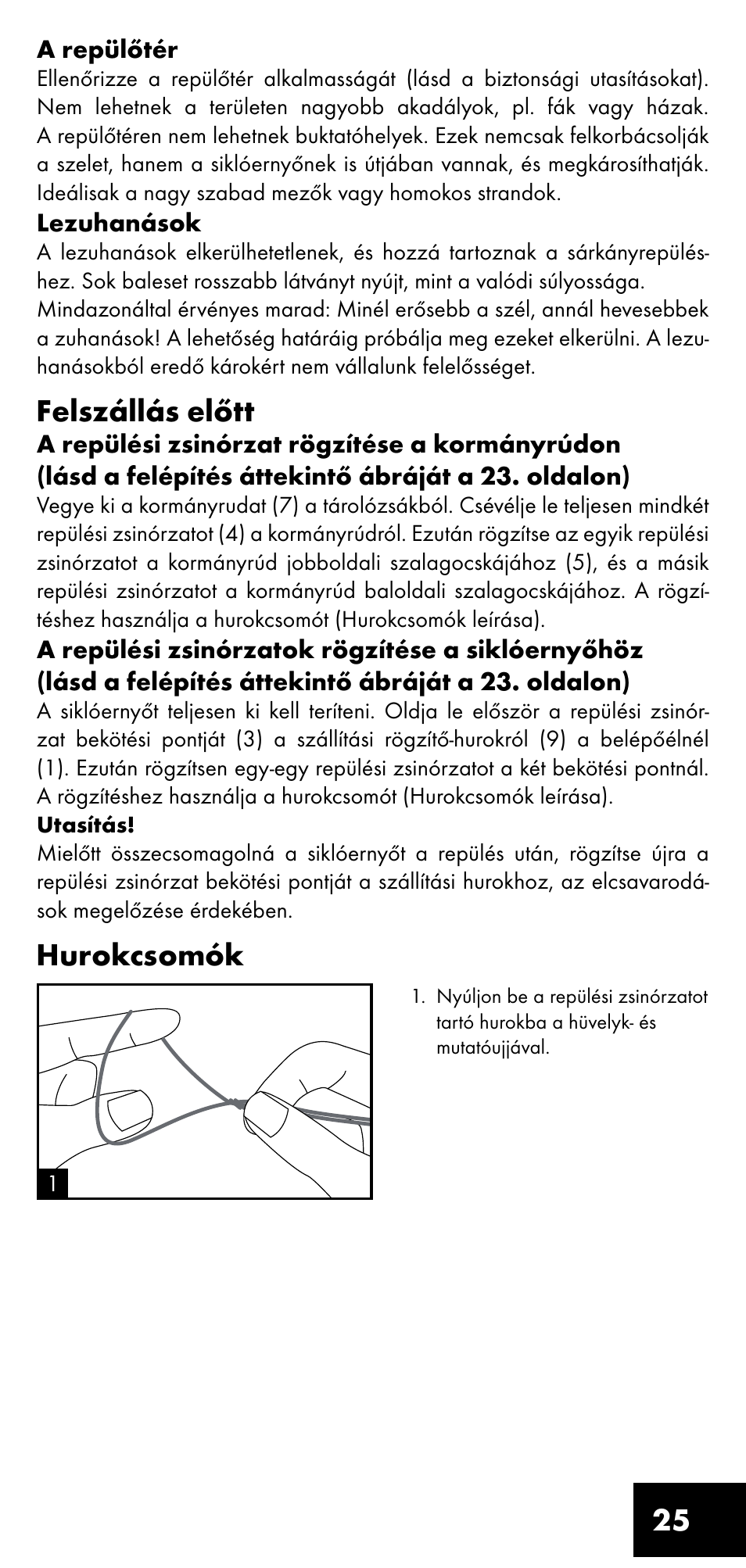 Felszállás előtt, Hurokcsomók | Crivit LM-1419 User Manual | Page 25 / 60