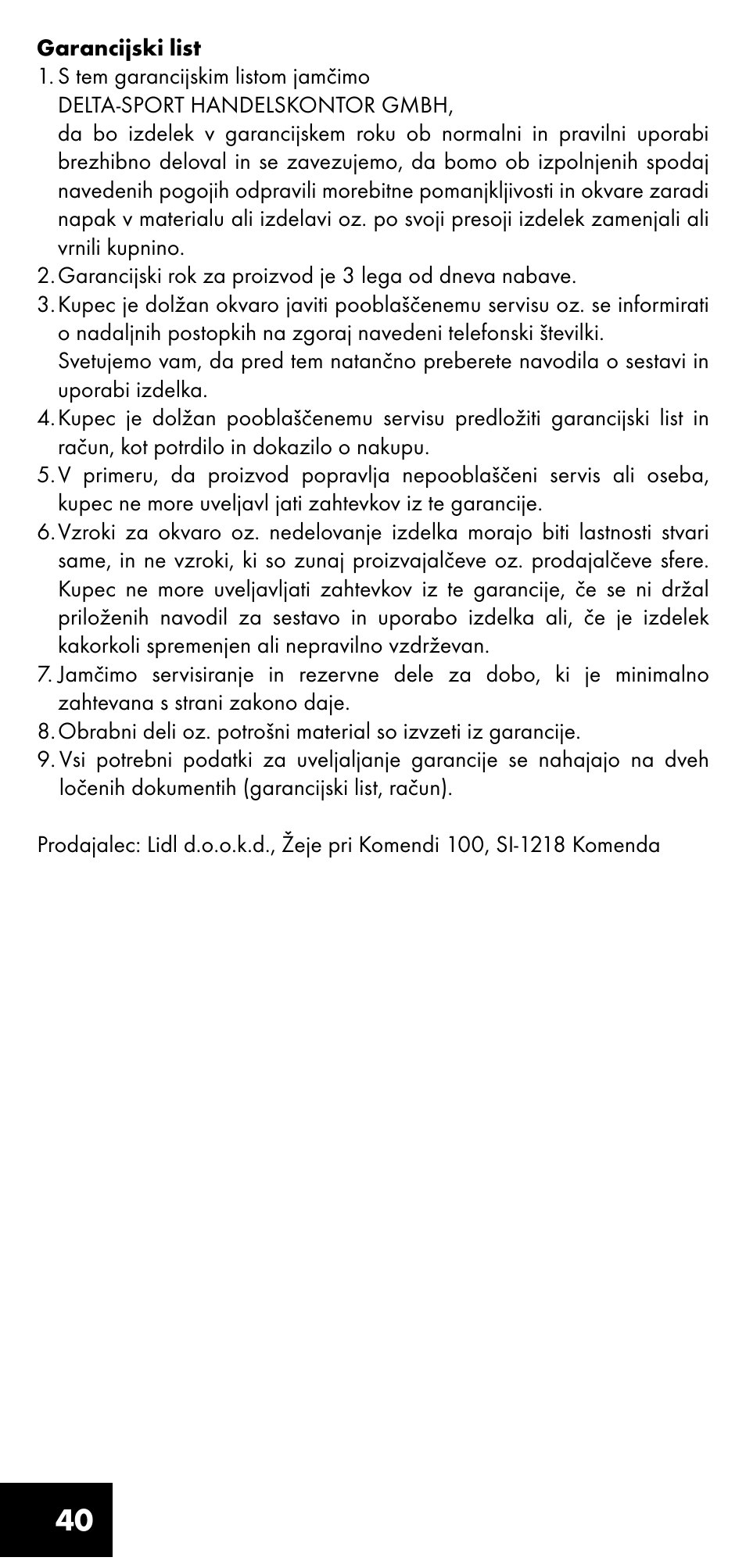 Crivit LM-1419 User Manual | Page 40 / 60