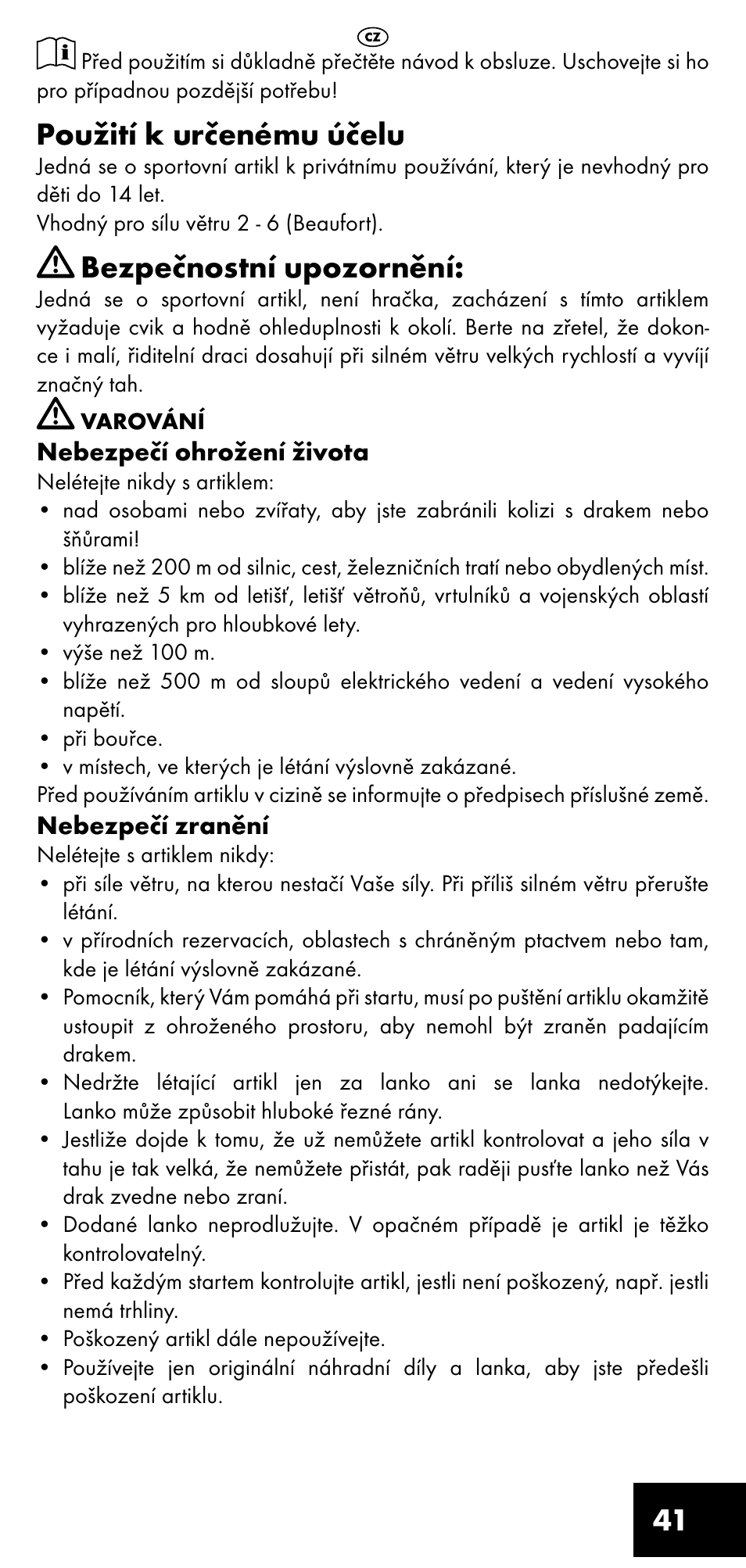 Použití k určenému účelu, Bezpečnostní upozornění | Crivit LM-1419 User Manual | Page 41 / 60