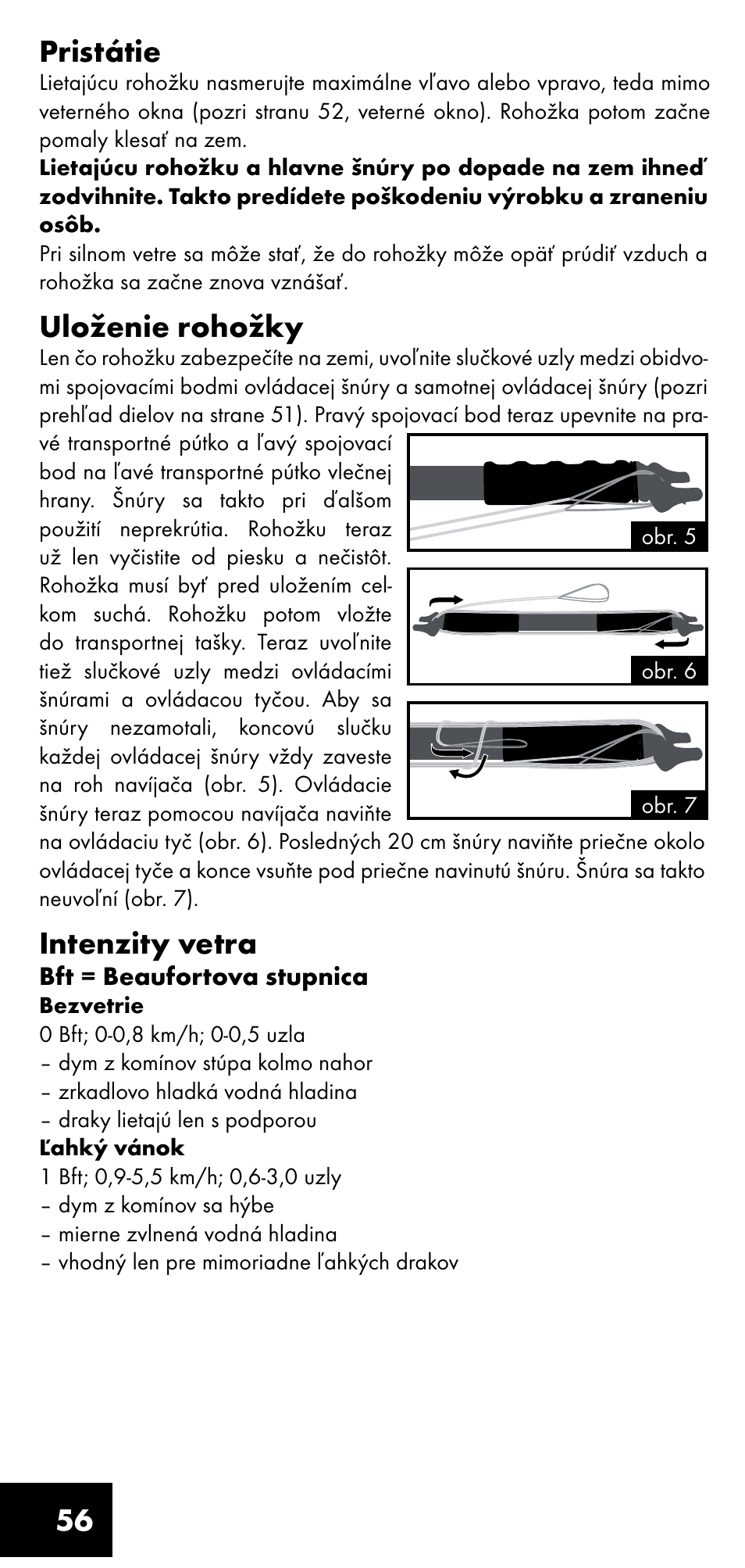 Pristátie, Uloženie rohožky, Intenzity vetra | Crivit LM-1419 User Manual | Page 56 / 60