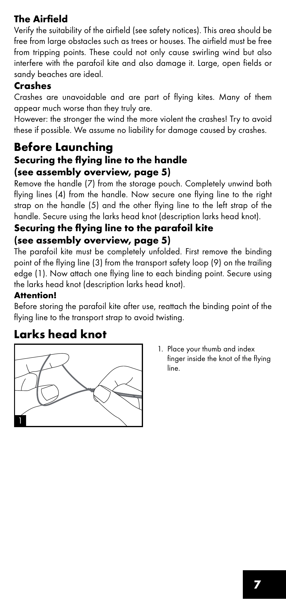 Before launching, Larks head knot | Crivit LM-1419 User Manual | Page 7 / 60