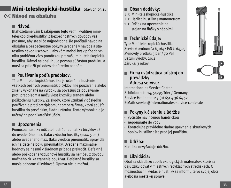 Mini-teleskopická-hustilka, Návod na obsluhu | Crivit Mini Telescopic Pump User Manual | Page 17 / 23