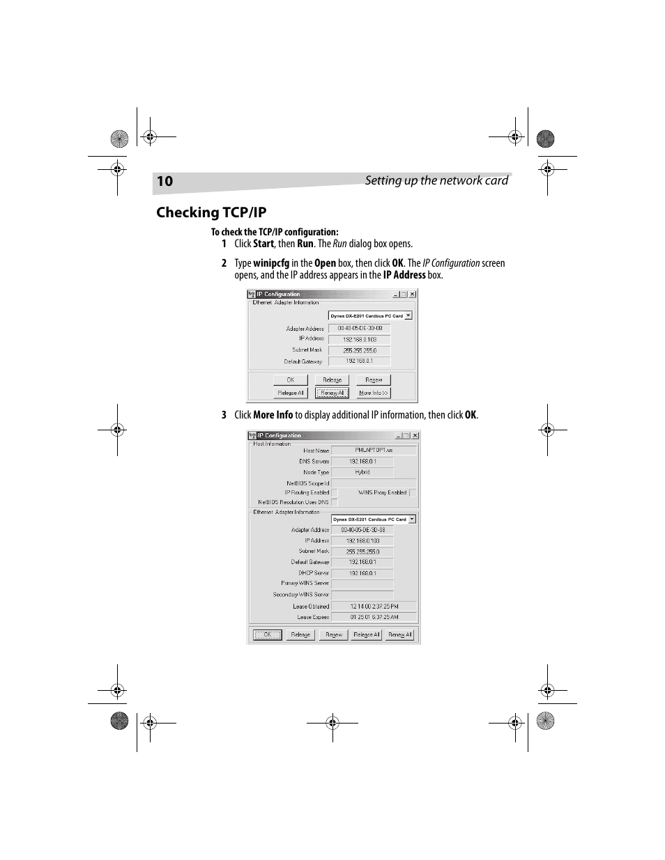 Checking tcp/ip | Dynex DX-E201 User Manual | Page 10 / 89