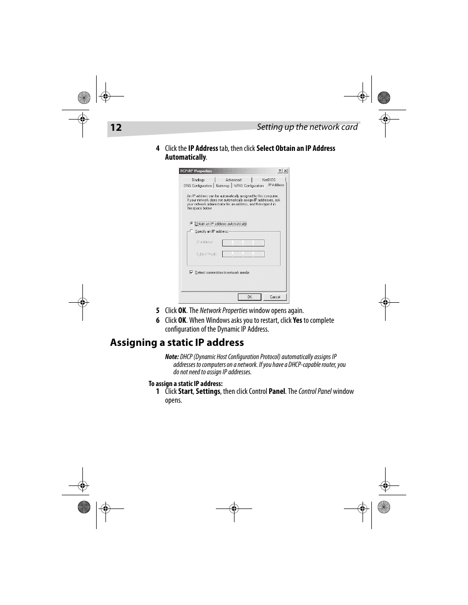 Assigning a static ip address | Dynex DX-E201 User Manual | Page 12 / 89